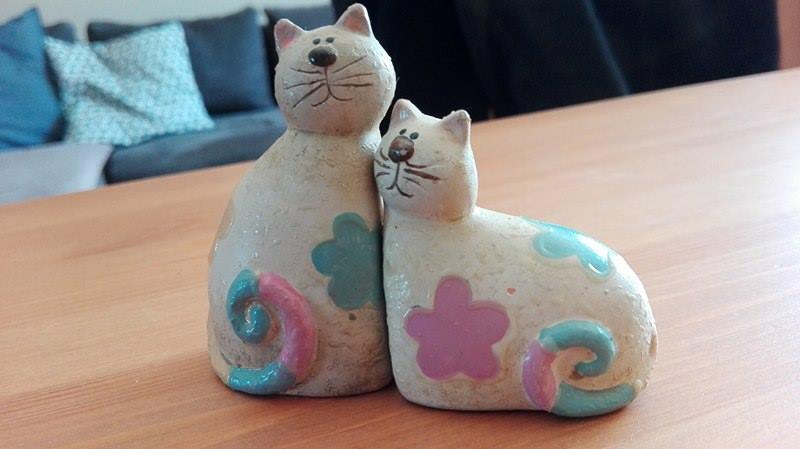 figurki ceramicznepara kotków dwa koty  na KOTY