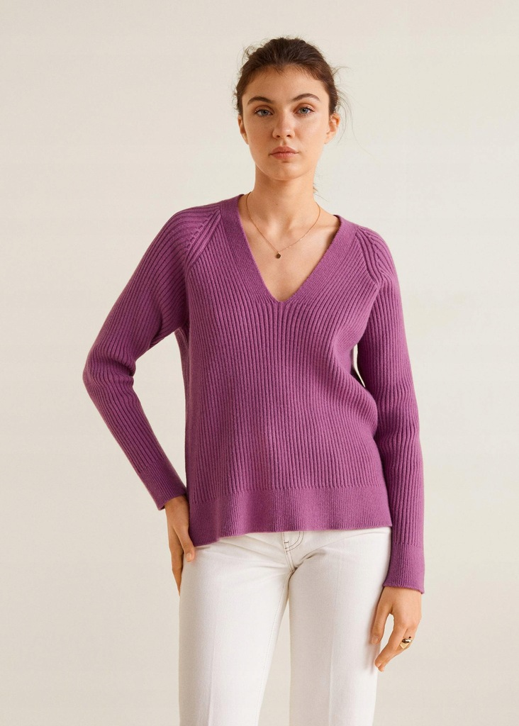 19C042 MANGO__XXZ SWETER V-NECK PRĄŻKI__M