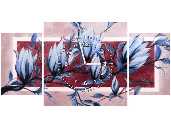 80x40cm zegar Fotozegar obraz Niebiesko-różowy kwi