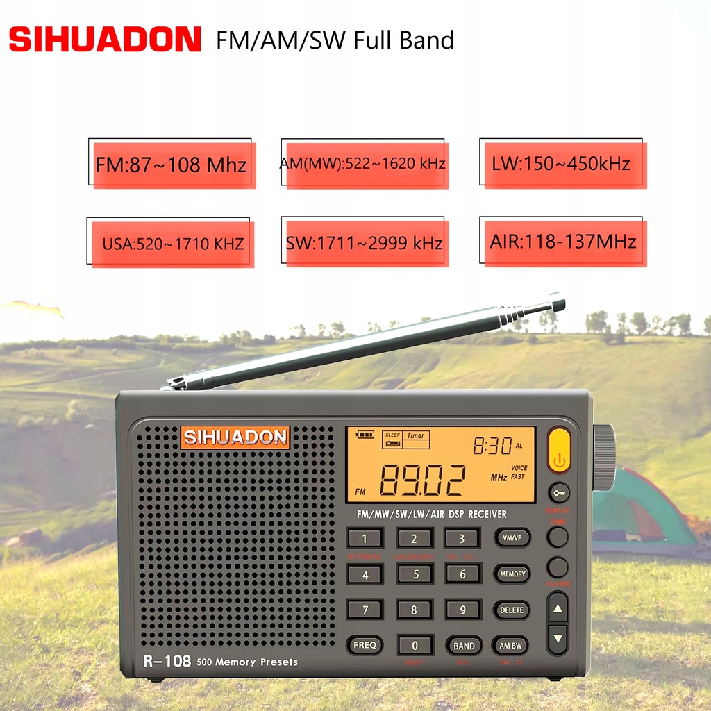 SIHUADON R108 odbiornik globalny LW MW SW airband - 12175502316 ...