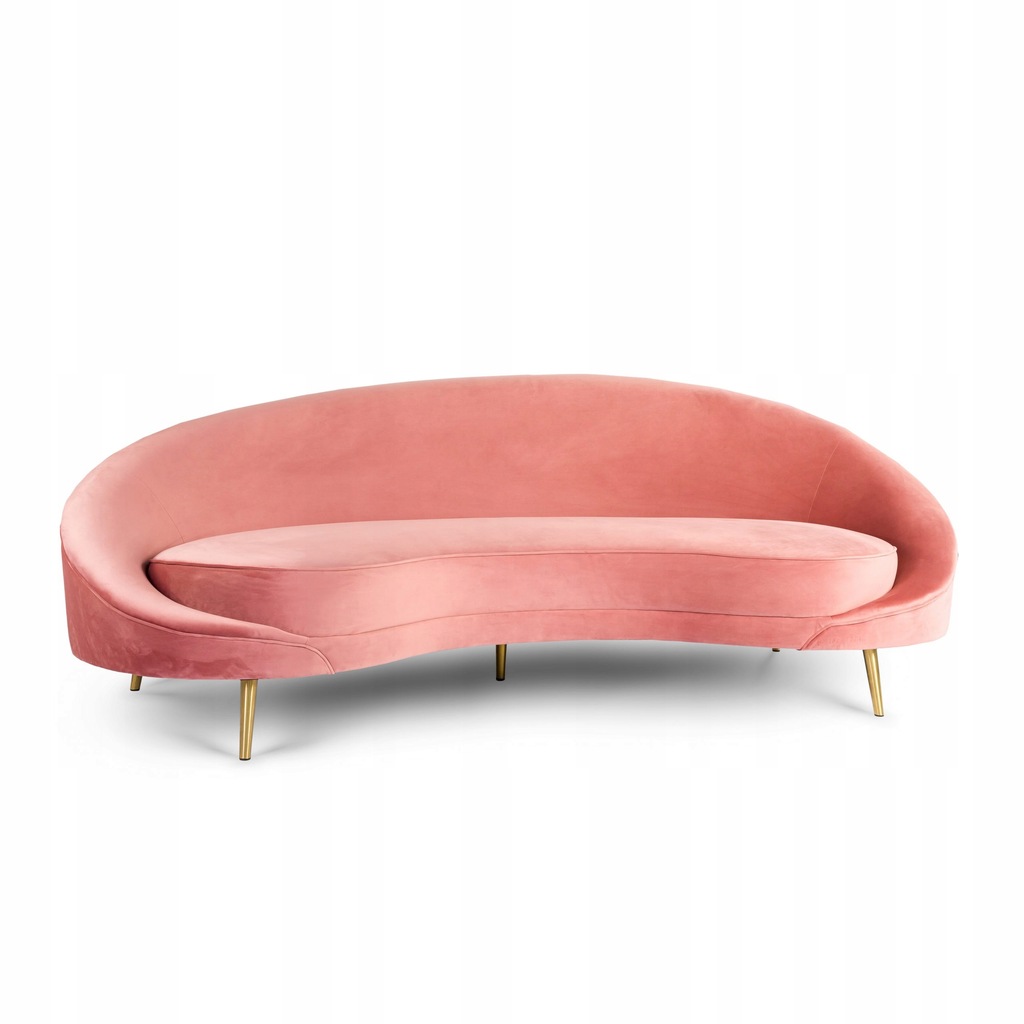 Sofa w kształcie nerki Kei - Różowy welur - Gilli