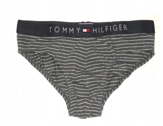 TOMMY HILFIGER SLIPY MĘSKIE SZARE W PASKI S TUA