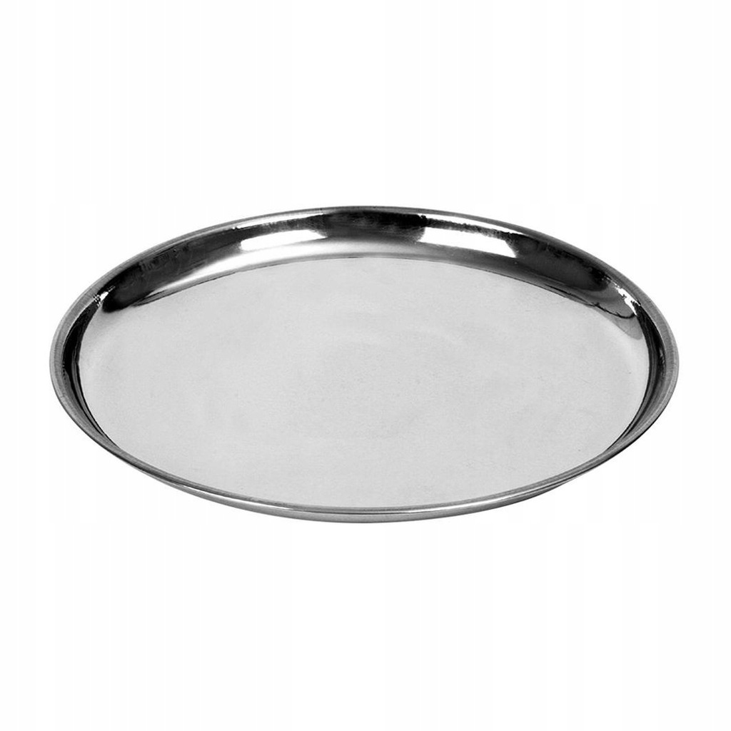 TACA stalowa srebrna do serwowania okrągła talerz na dania kanapki ozdobna