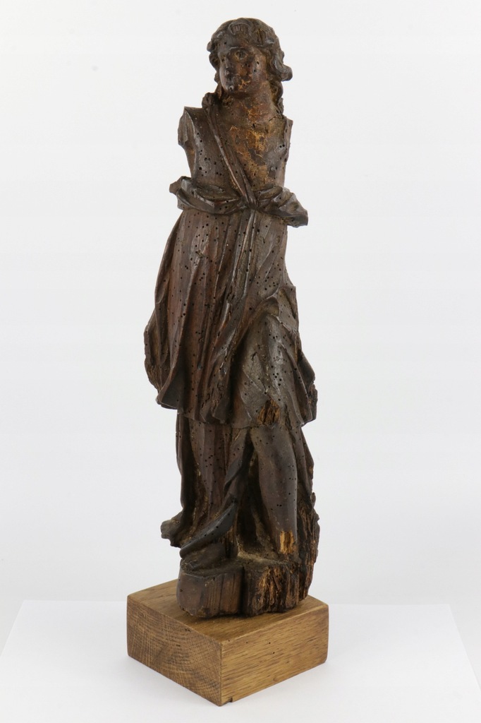 Apostoł Figura drewno resztki polichromii Barok XVII XVIII w Antyk