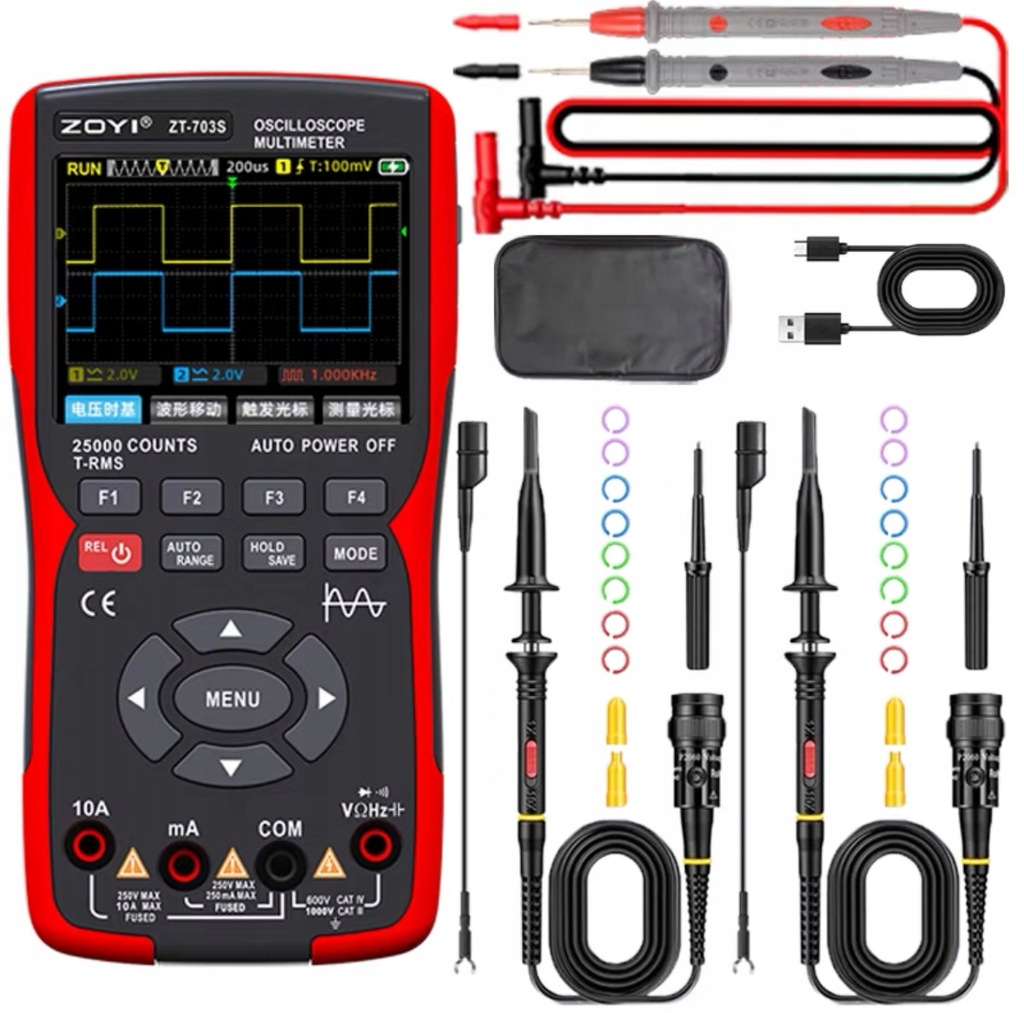 MULTIMETR OSCYLOSKOP MIERNIK Z OSCYLOSKOPEM 3w1 ZOYI ZT-703S 3,5'' 50Mhz