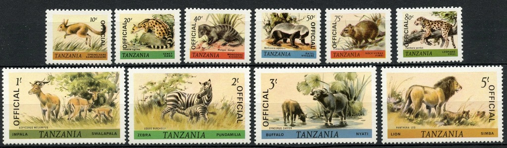 Tanzania** Mi. 28-37 Official Zwierzęta