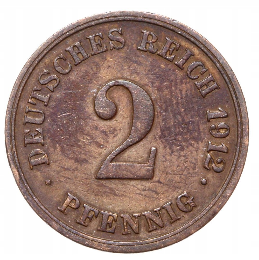 Niemcy - moneta - 2 Pfennig 1912 G - RZADKA !