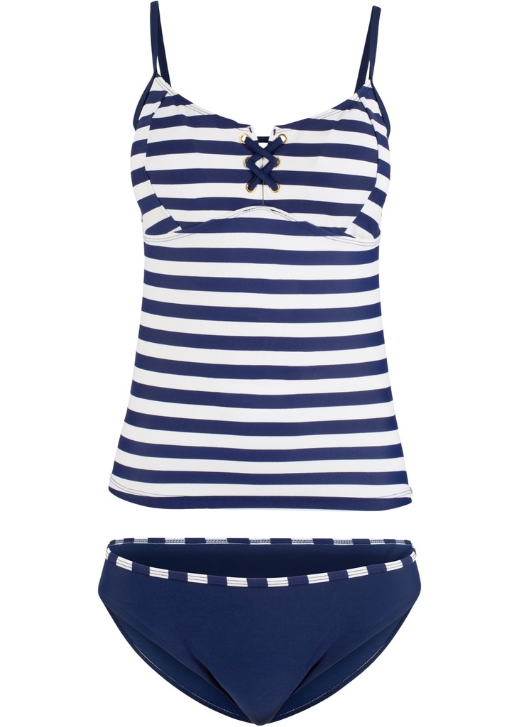 R18 BPC Tankini (2 części) w paski + figi r.50