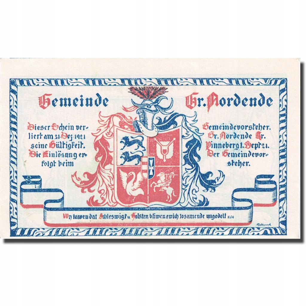 Banknot, Niemcy, Gross Nordende, 75 Pfennig, anima