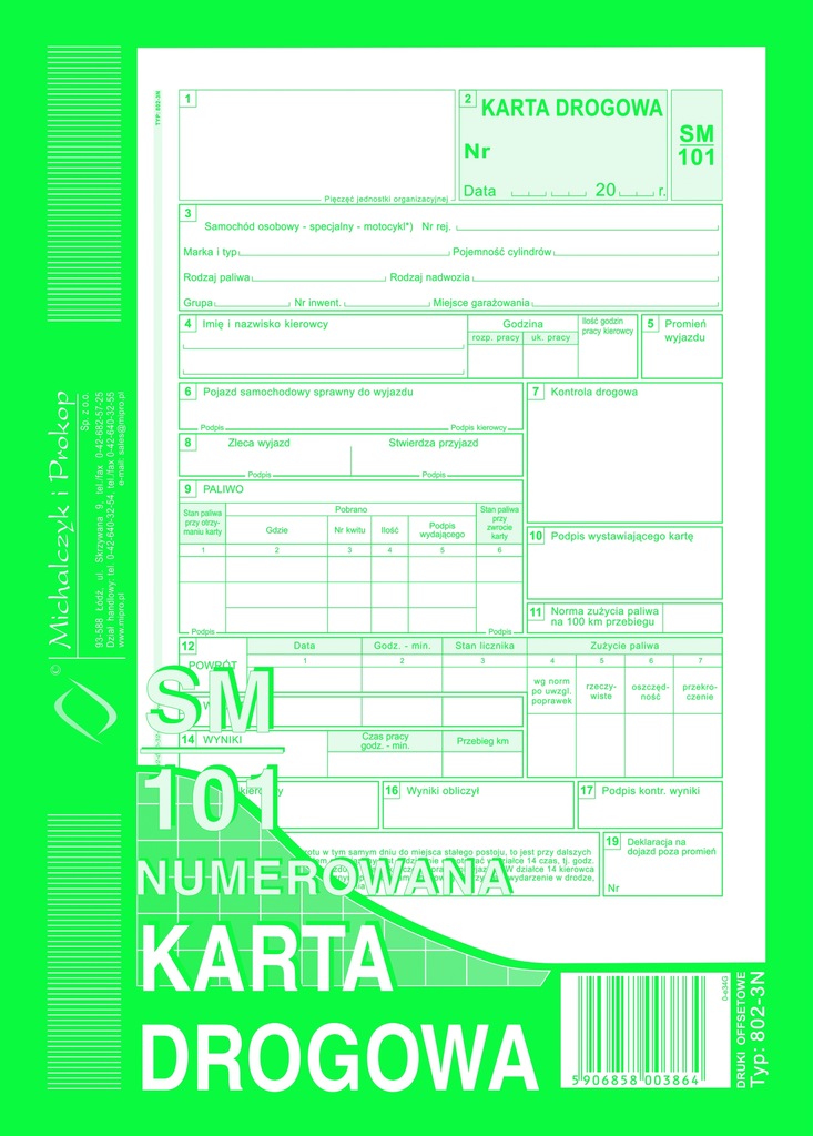 KARTA DROGOWA A5 802-3 SAM.OS.MiP