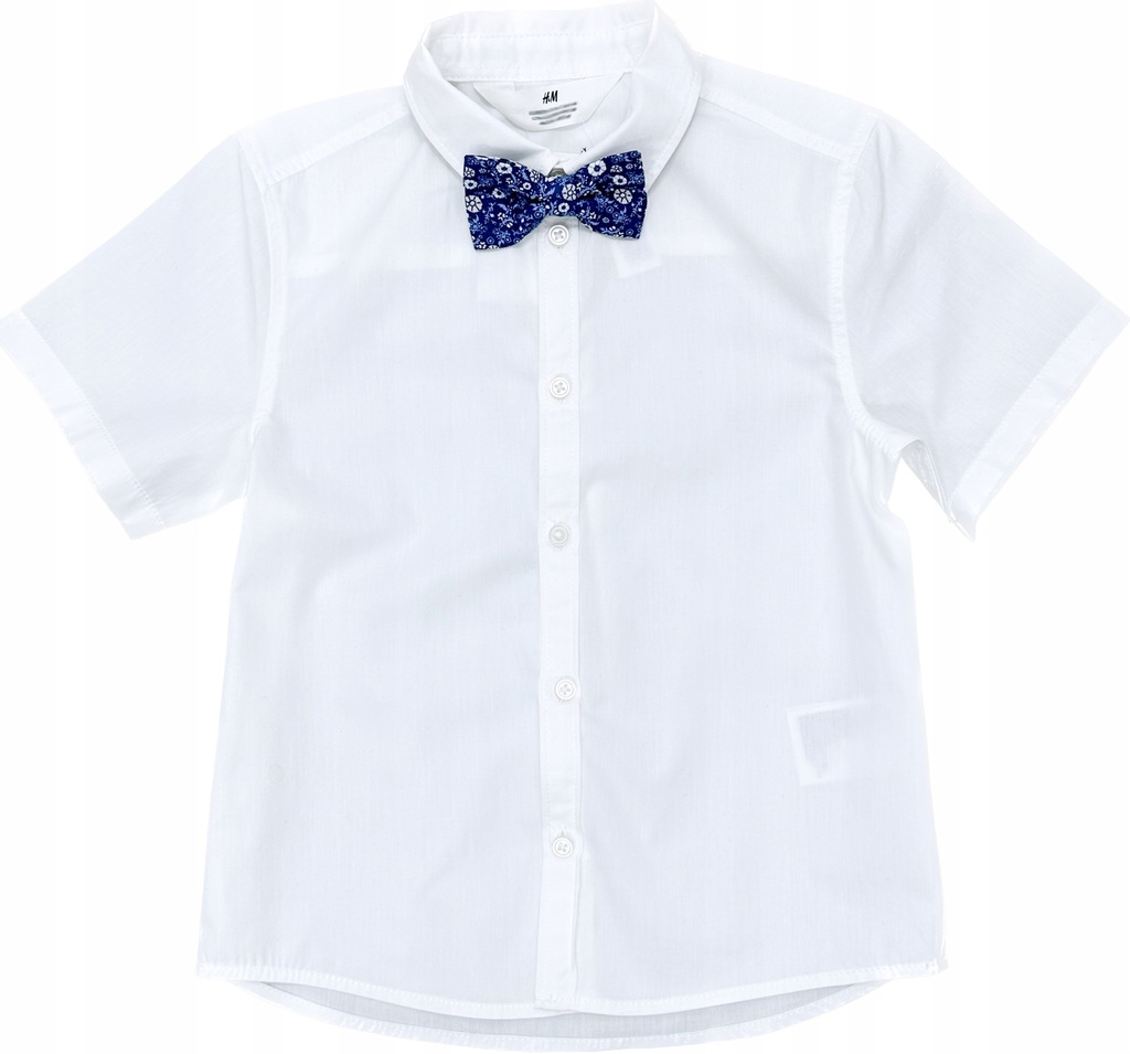 H&M biała koszula krótki rękaw gala z muchą 92