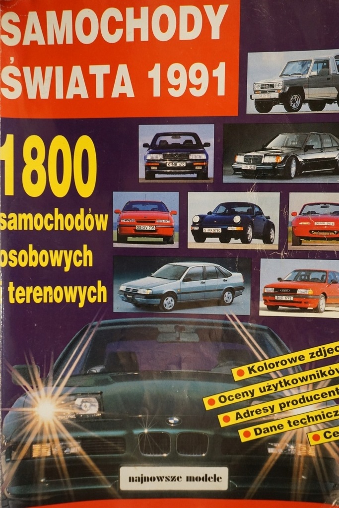 SAMOCHODY ŚWIATA 1991 KATALOG AUTA 1800 MODELI