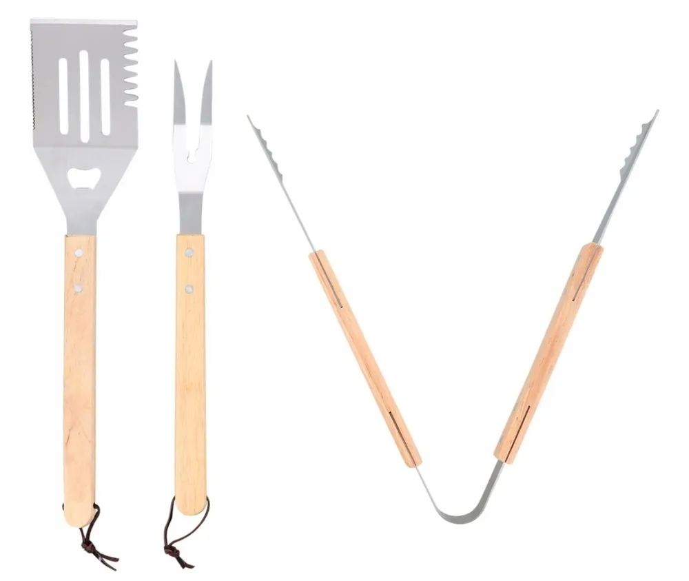 Trzy elementowy zestaw do grillowania drewno