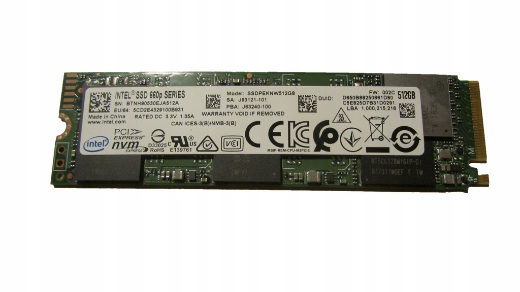 Dysk SSD 512 GB M.2 NVMe Intel 660p SSDPEKNW512G8 11391992263