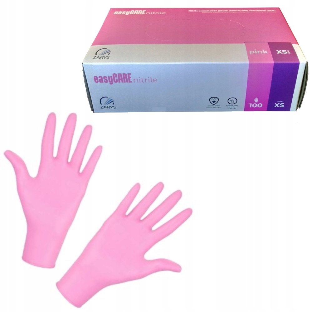 RĘKAWICE NITRYLOWE BEZPUDROWE EASYCARE ROZ XS A'100 SZTUK RÓŻOWE
