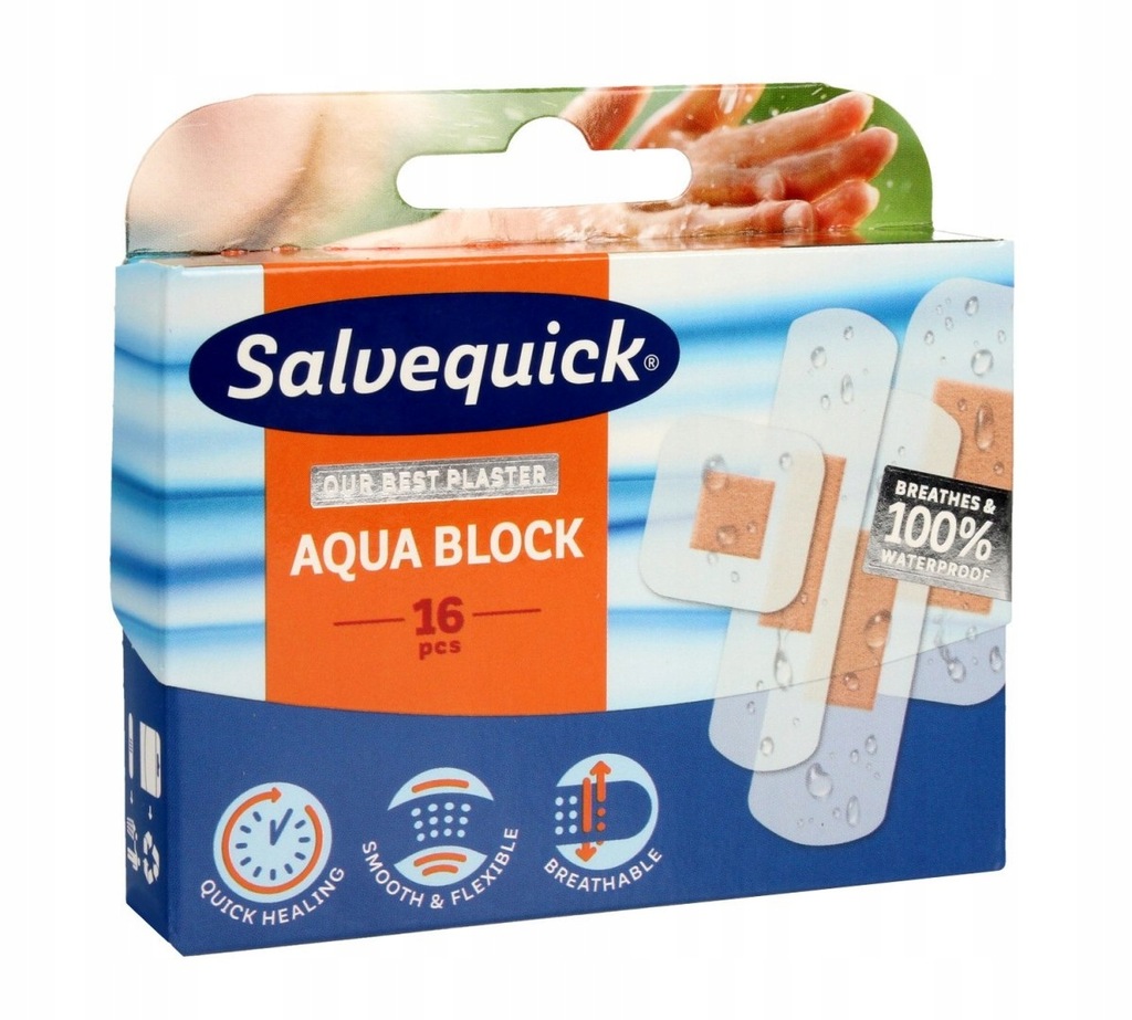 Salvequick Plastry Aqua Block 1op.-16szt