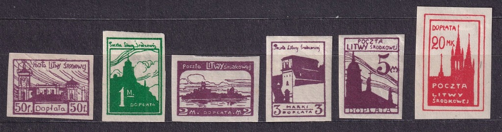 1921 Litwa Środkowa dopłaty Fi 1-6A *