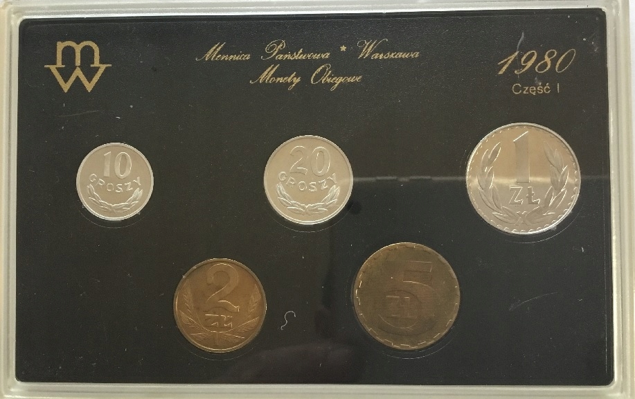 Zestaw rocznikowy monet 1980 - stempel lustrzany