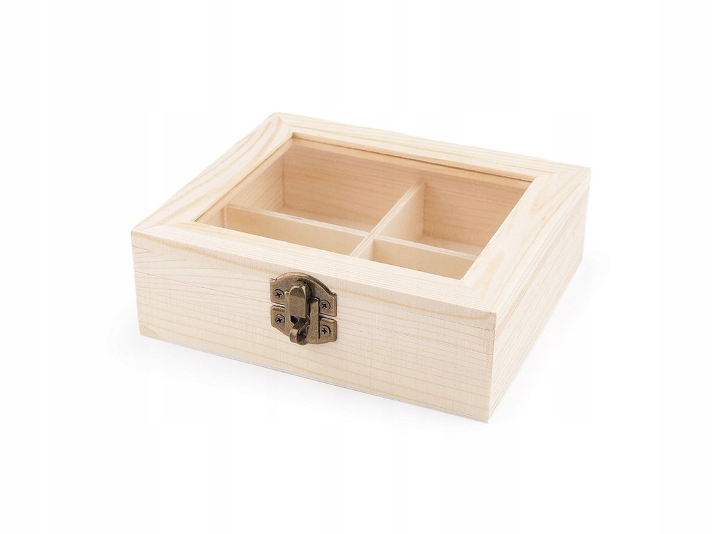 Pudełko drewniane ze szklanym wiekiem