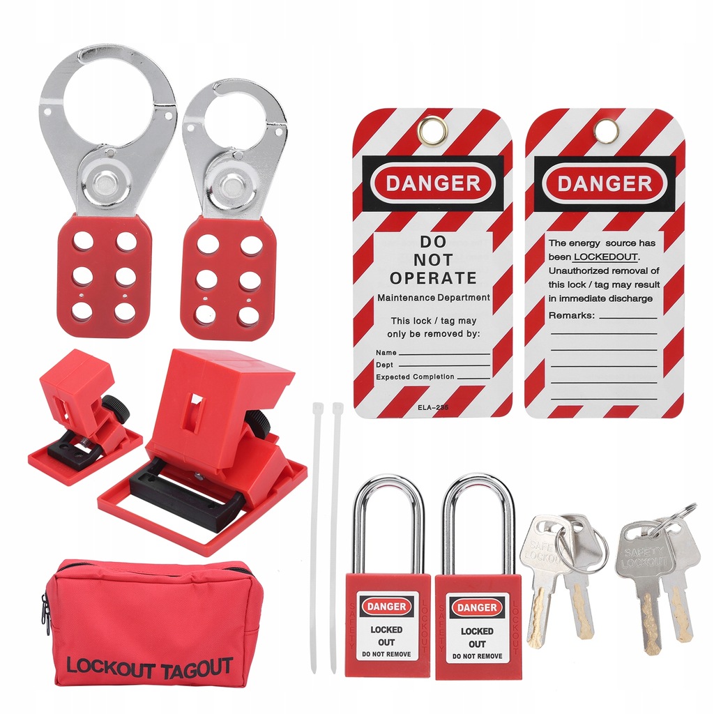 ZESTAW BLOKADY ELEKTRYCZNEJ TAGOUT TAG LOTO HASP 38MM