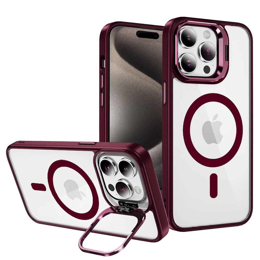 Tel Protect Kickstand Magsafe Case do Iphone 12 burgundowy