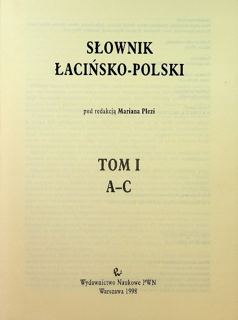 Słownik łacińsko polski tom I