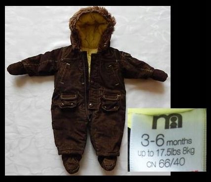 Mothercare zimowa kombinezon rozm. 3-6 m/62-68 cm