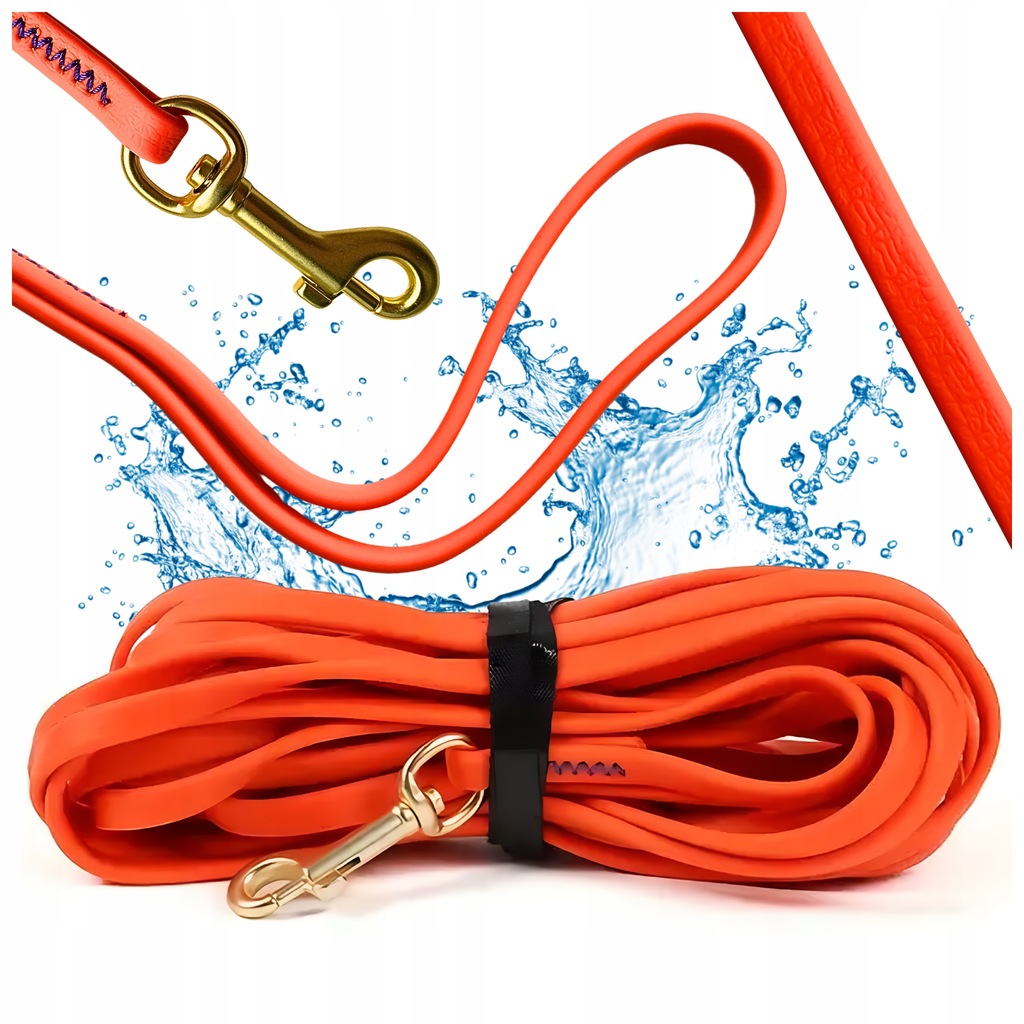 Smycz Dla Psa Małego / Dużego 9M Wodoodporna Mocna Długa / Krótka Oranż