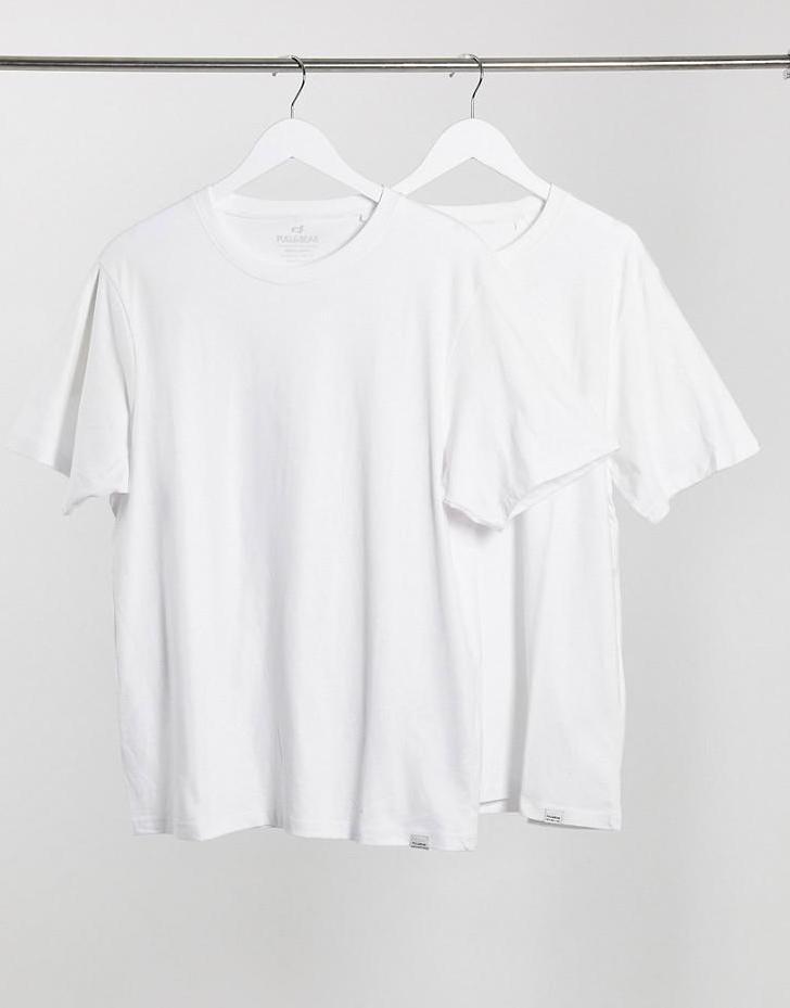 13C174 PULL&BEAR__NX8 BIAŁY T-SHIRT 2-PACK__M