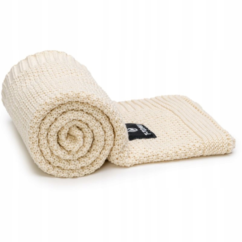 T-TOMI Knitted Blanket Cream koc pleciony 80x100 cm