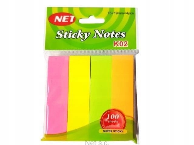 ZAKŁADKI INDEKSUJĄCE NEON 4X100K, NET