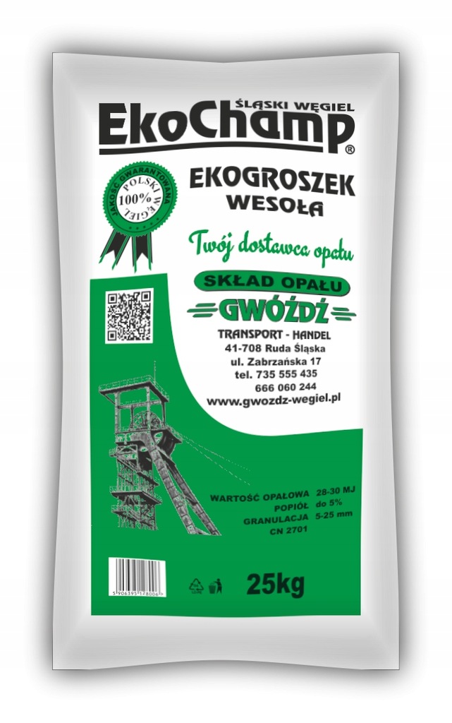 Ekogroszek EKOCHAMP ZIELONY (typ: Wesoła)