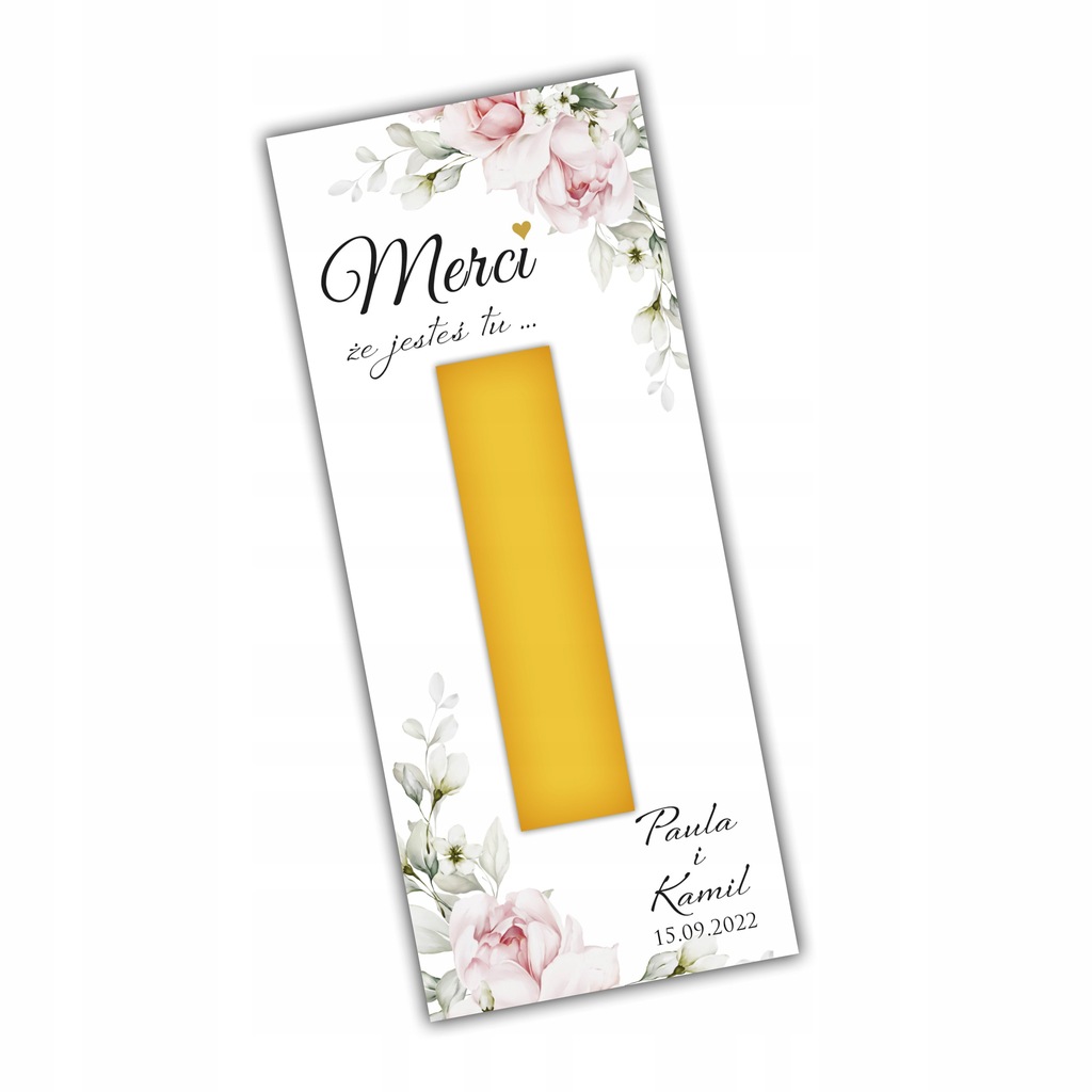Podziękowania dla gości MERCI na ślub wesele 4 szt
