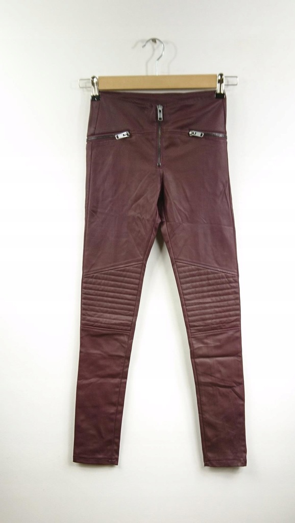 H&M DIVIDED SKÓRZANE SPODNIE SLIM SKINNY 34 XS