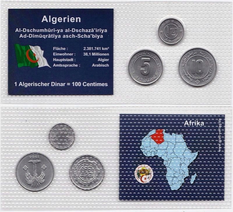 Algieria, 1/4 Dinar-10 Centimes 1984-1992, Blister