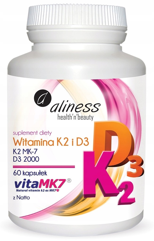 ALINESS Witamina K2 MK-7 100 µg z Natto + witamina D3 2000 60 kapsułek