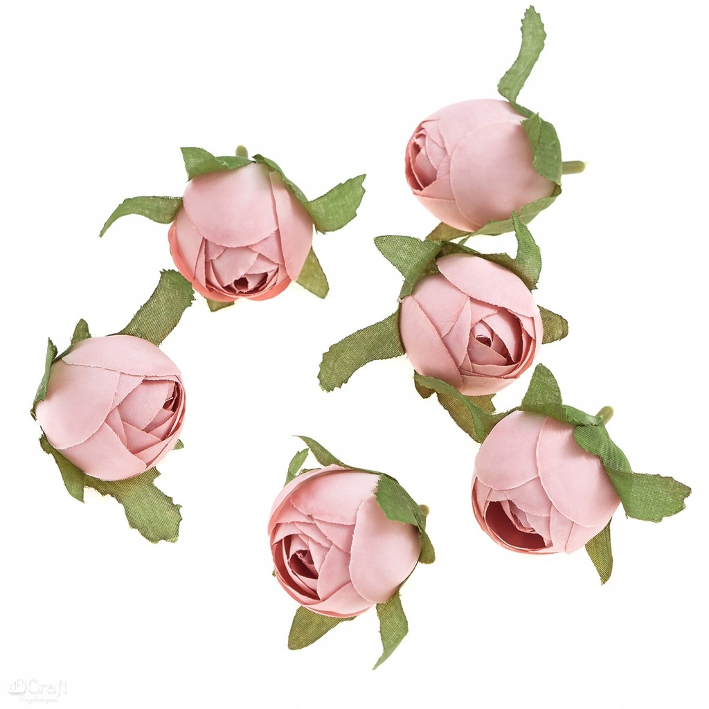 Główki kwiatowe róża jasny róż 6szt.