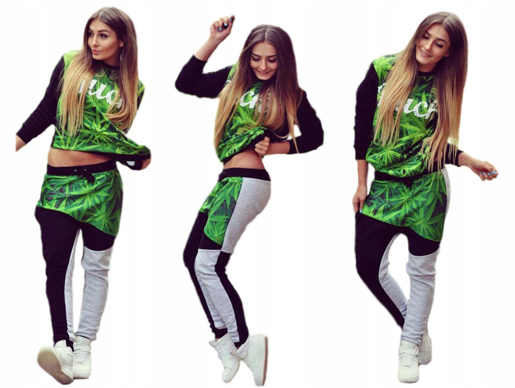 DRES MARIHUANA NADRUK 3D SPODNIE BLUZA TRAWKA WEED