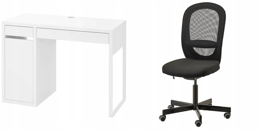IKEA MICKE biurko + FLINTAN Czarny krzesło biurowe
