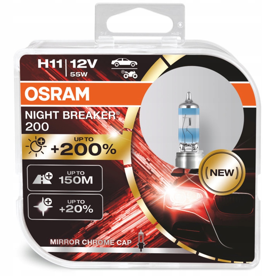 OSRAM H11 NIGHT BREAKER 200 +200% ŻARÓWKI DUO BOX 12V 55W Z HOMOLOGACJĄ