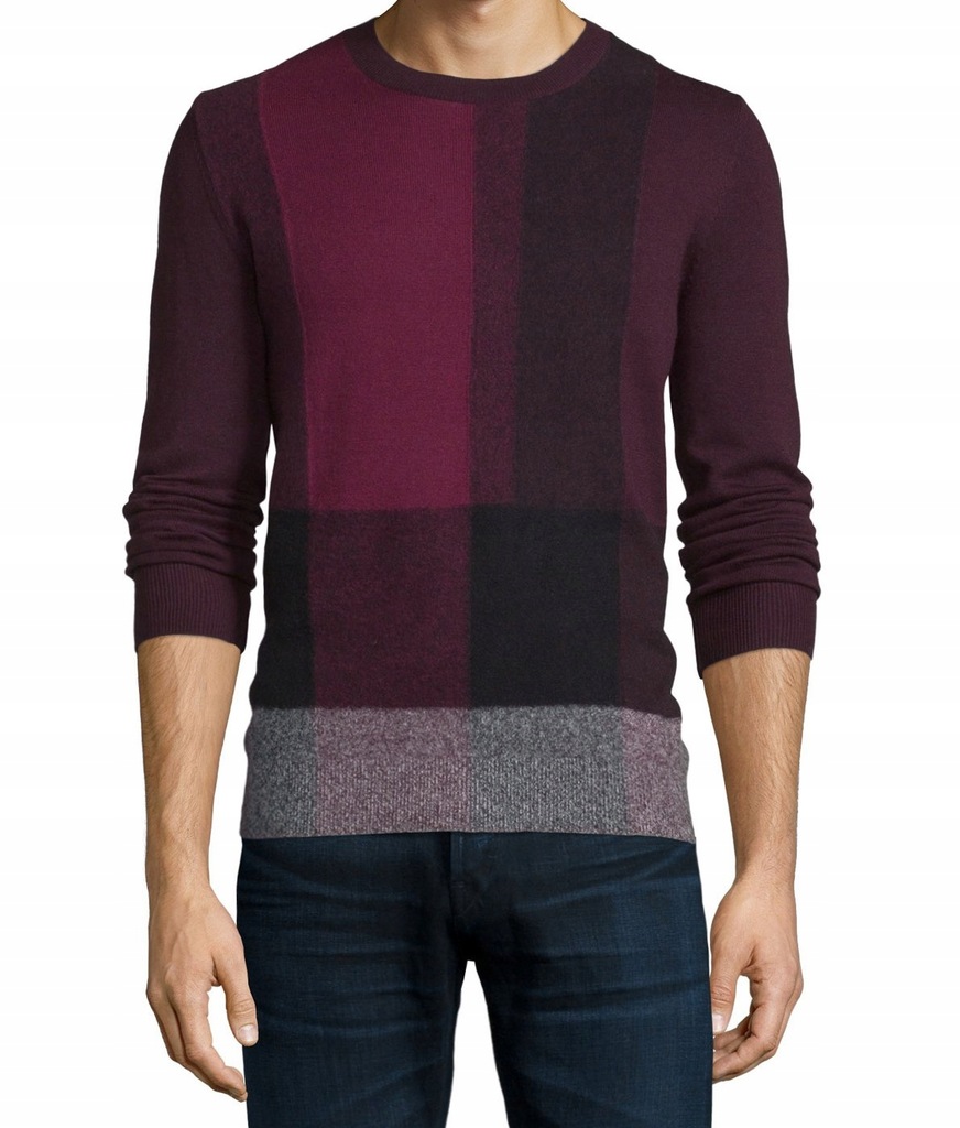 Burberry Abstract-Check Cashmere, Burgundy XL