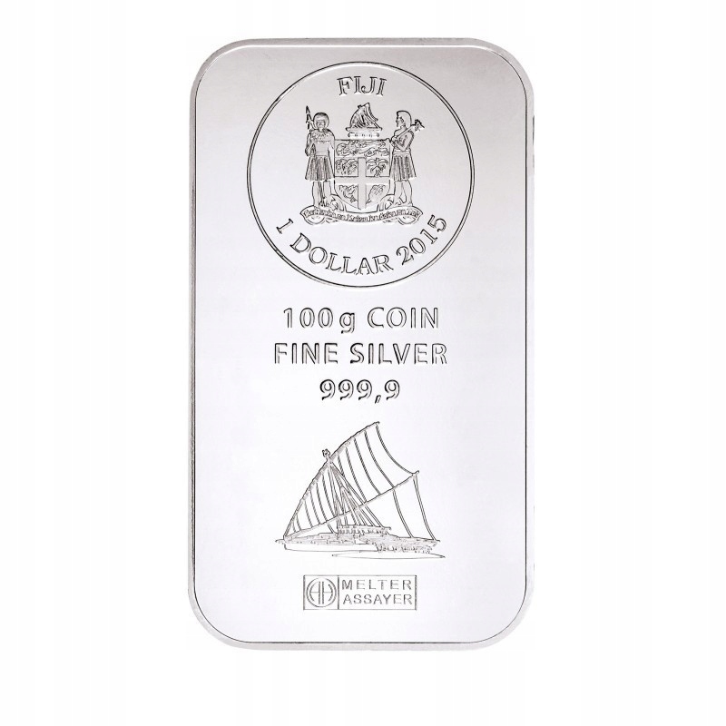 Srebrna Sztabko Moneta Heraeus Fiji 100g