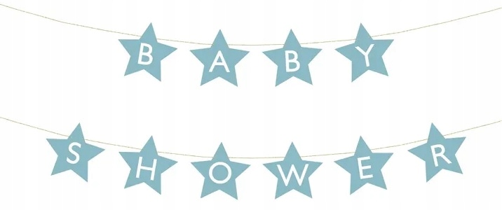 Baner napis na baby shower gwiazdki jasnoniebieski