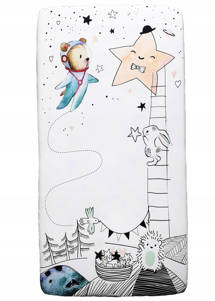 PRZEŚCIERADŁO "GWIAZDKA Z NIEBA" z gumką 120x60,łóżeczko niemowlęce