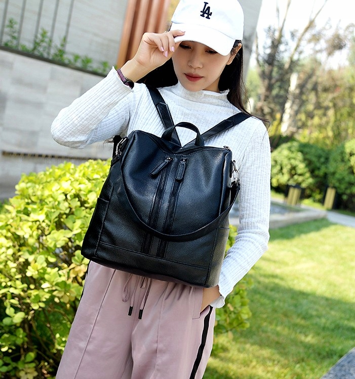 Купить Элегантный женский большой кожаный рюкзак в стиле ретро, ​​черный: отзывы, фото, характеристики в интерне-магазине Aredi.ru