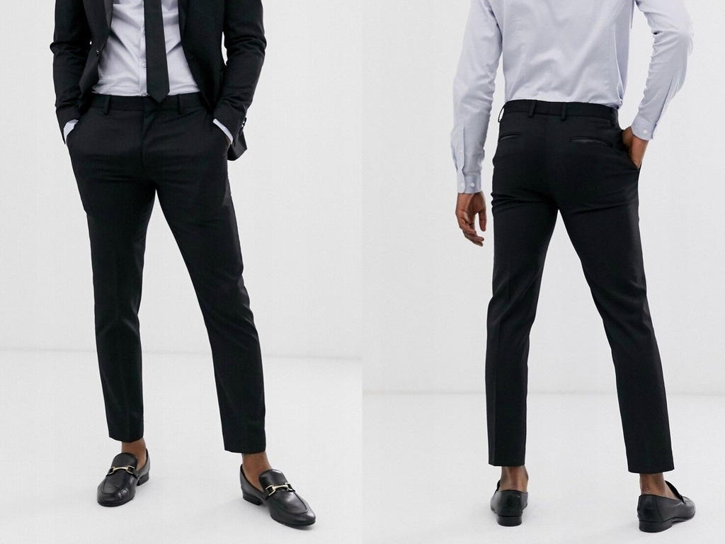 DESIGN Eleganckie czarne spodnie w kant 32/30