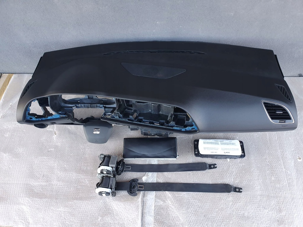 Seat Leon 3 deska konsola ORG airbag pasy 12703127476 oficjalne archiwum Allegro