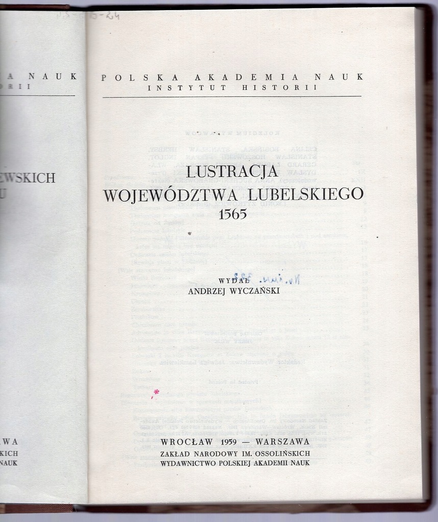 lustracja województwa lubelskiego 1565 /Wyczański