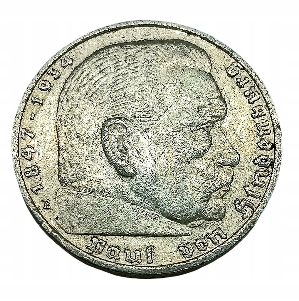 Srebrna moneta 5 Marek, Paul von Hindenburg, 1935