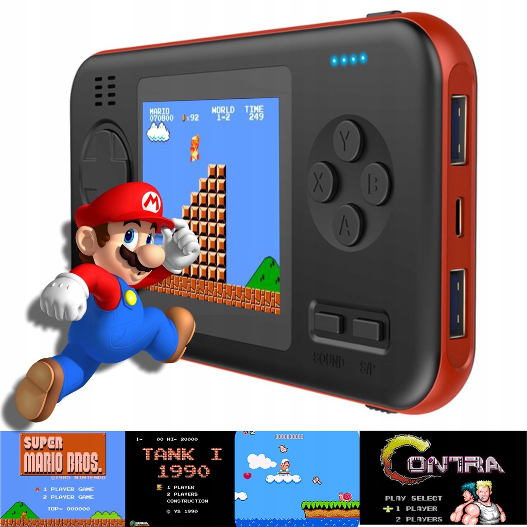 2w1 Mini konsola retro POWERBANK 8000 gry NES CzP